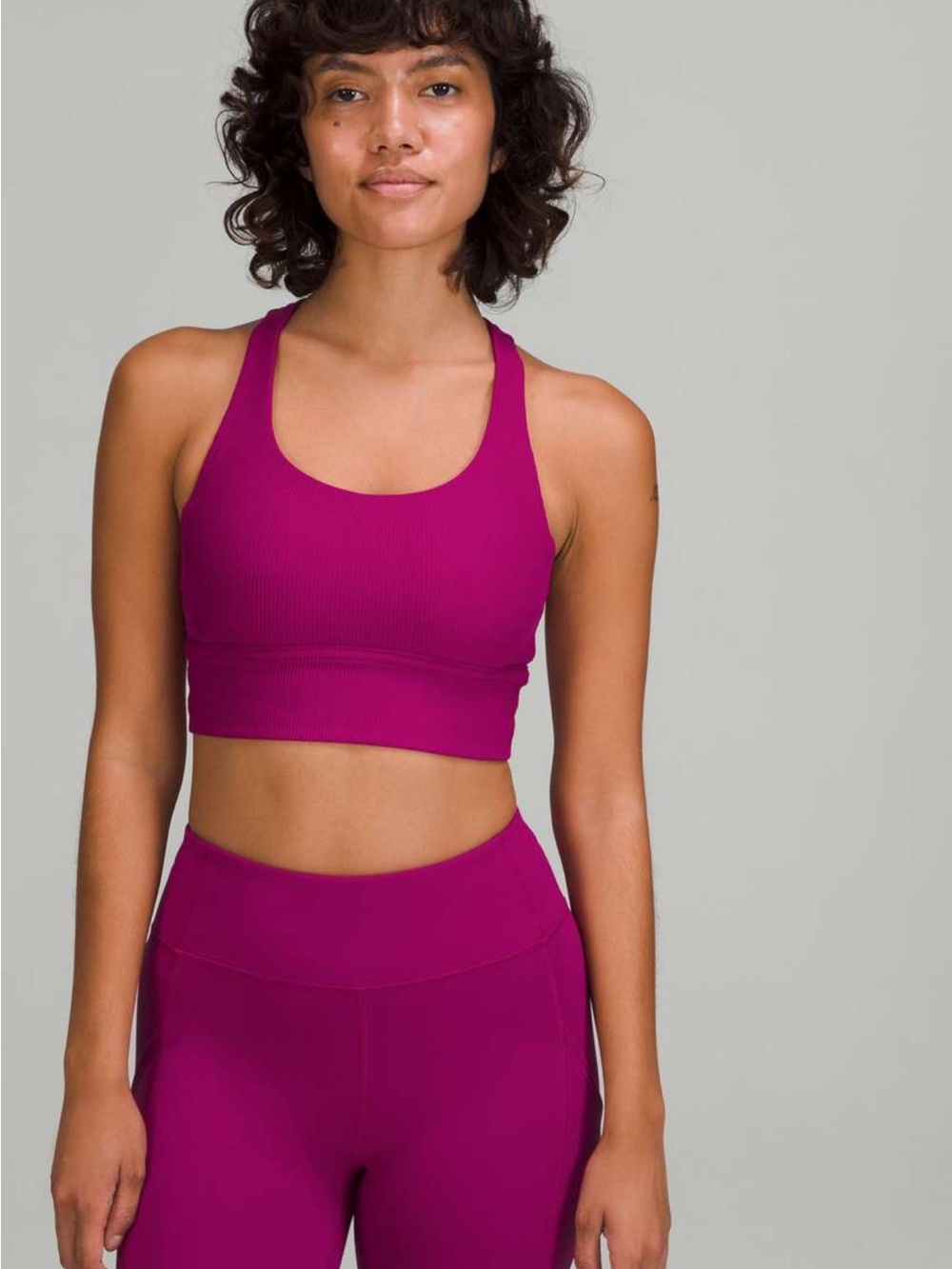 lululemon athletica Ribbed Strappy Sports Bra - Fuchsia Pink